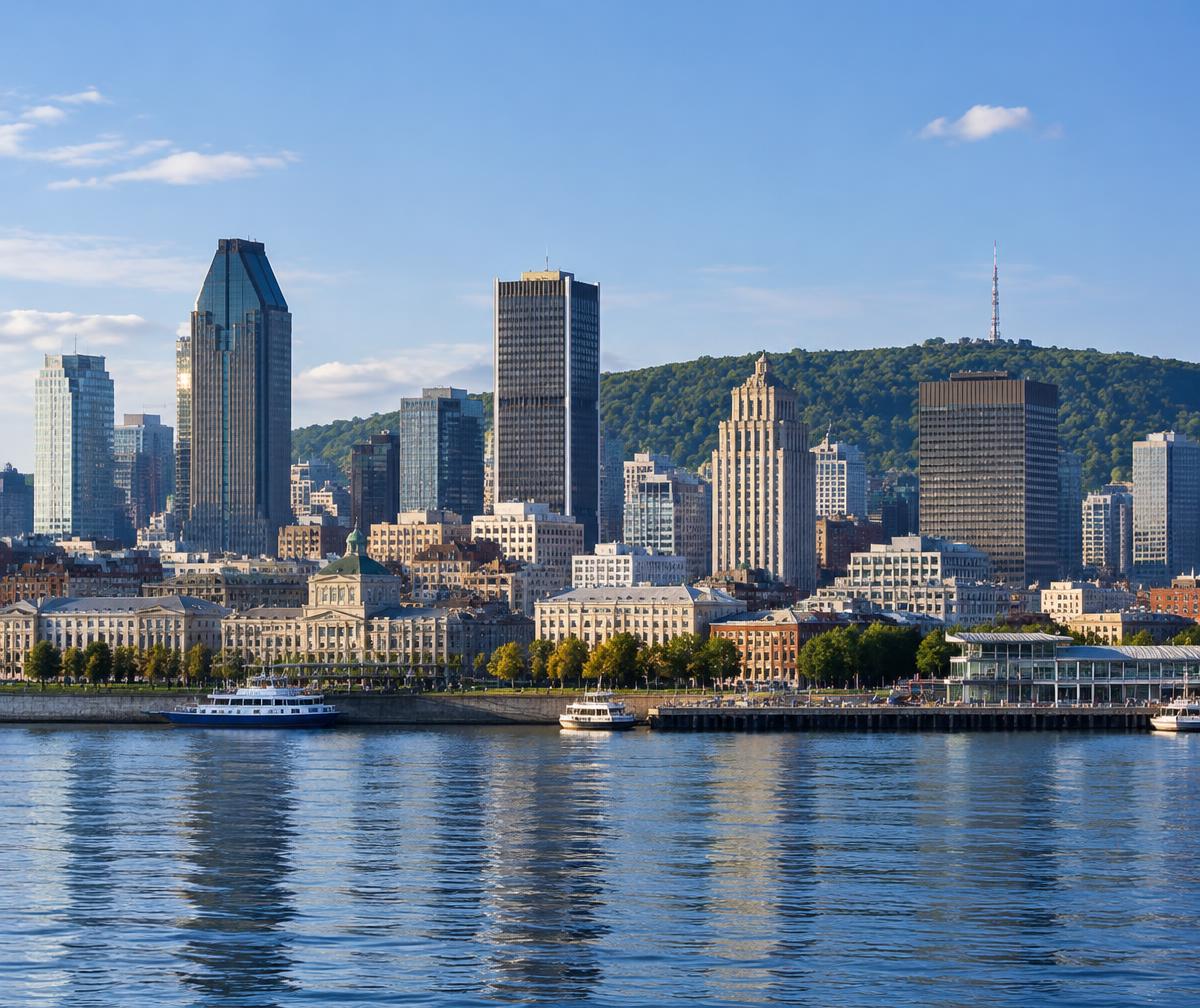 Veduta illustrativa del panorama di Montréal dal fiume